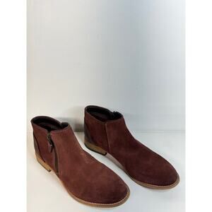 Clarks Artisan Maypearl Juno Burgundy Suede Ankle Boots Stacked Heel Size 9